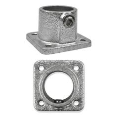 Buiskoppeling Vierkante voetplaat met doorloop-E / 48,3 mm